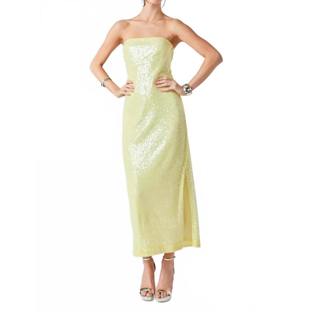 NEW 2.7 AUGUST APPAREL strapless sequin maxi dress in yellow